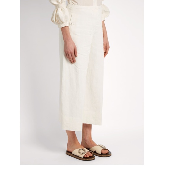 Lemaire Pants - Lemaire Wide legged cropped coated linen pant